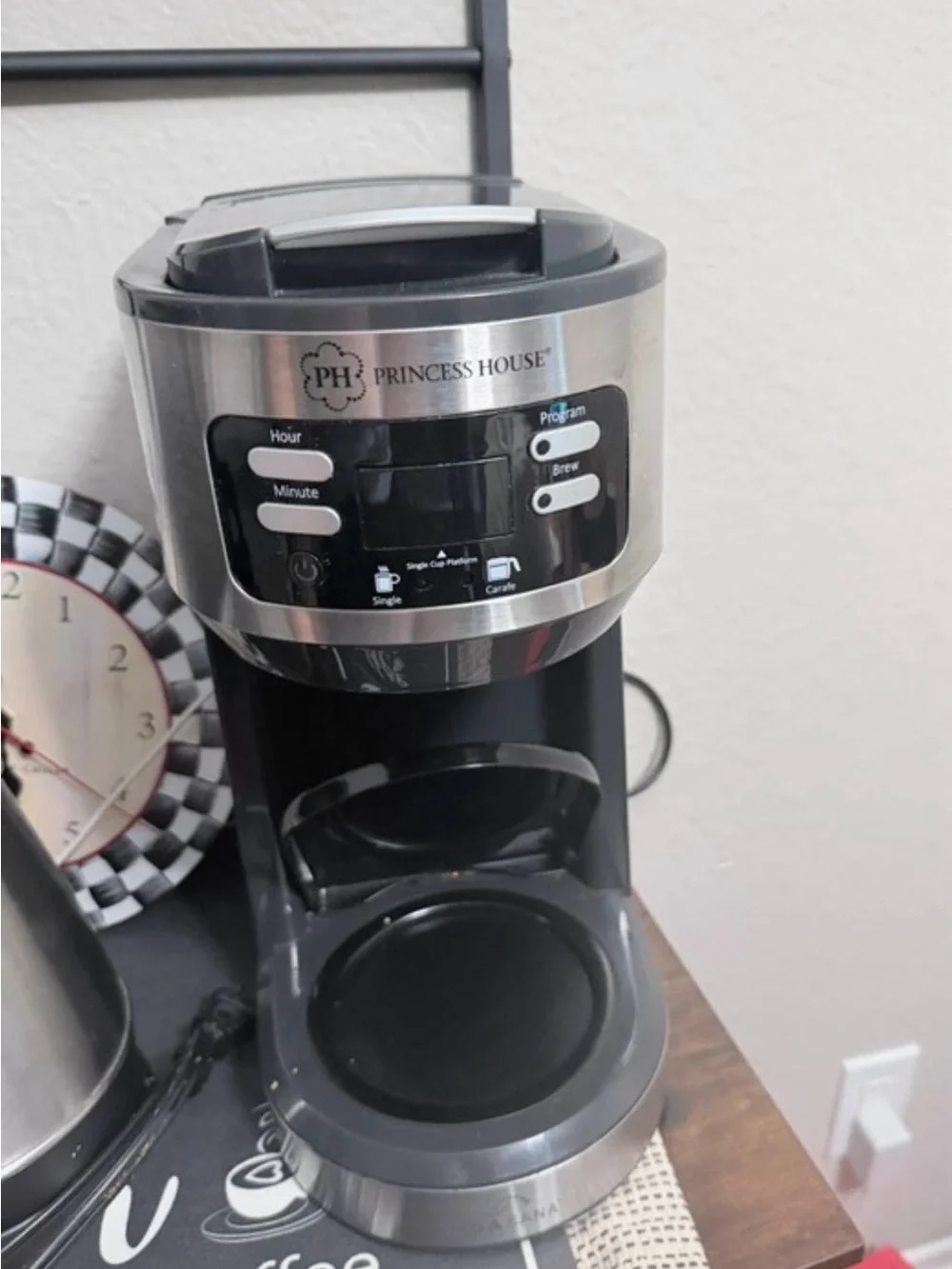 Princess House Black and Stainless Steel Single-Cup Coffee Brewer
